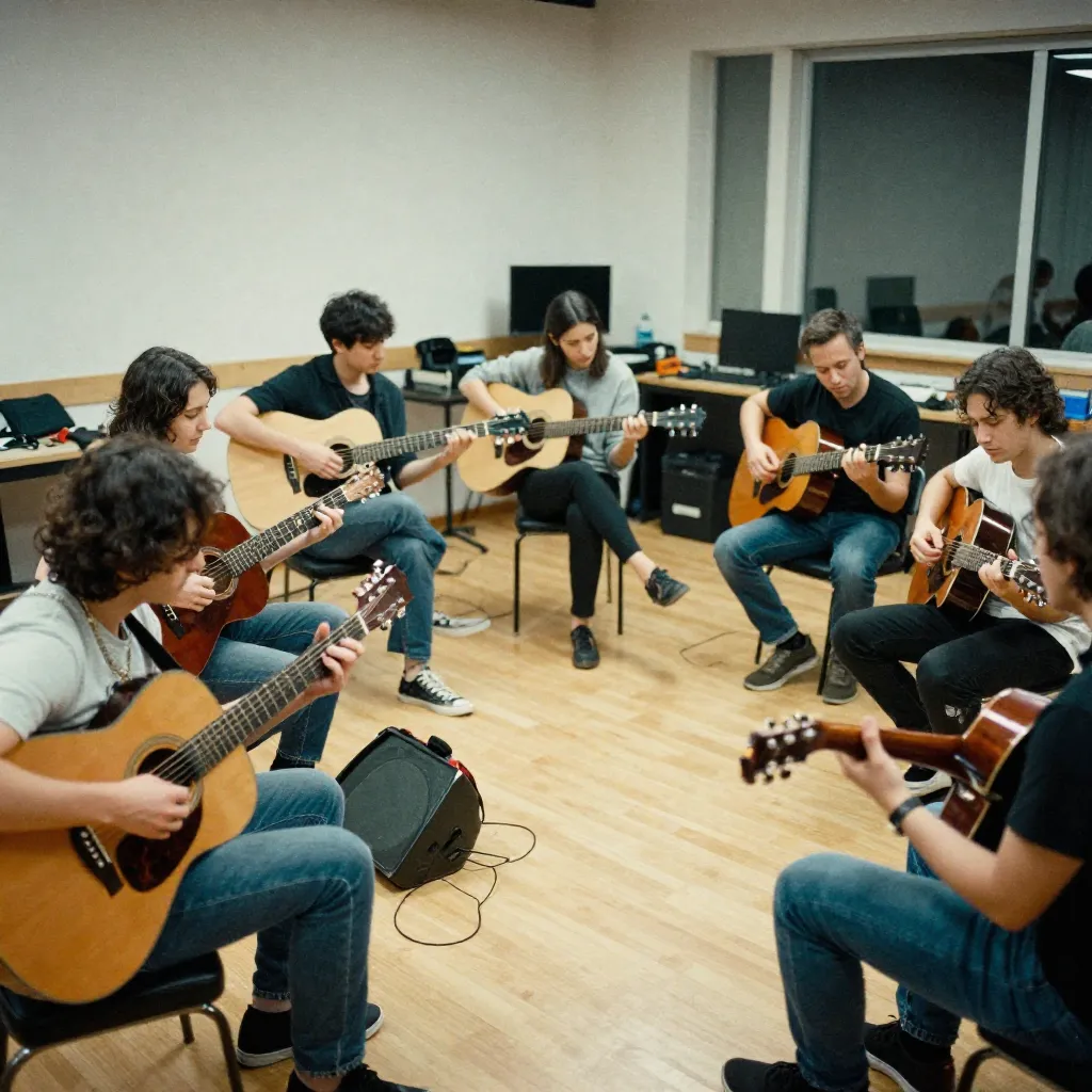 Group music lesson for adults